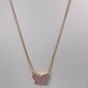 Gold light Purple  Butterfly Necklace